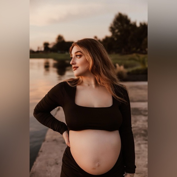 Dedysler Black Maternity Dress for Photos Open Belly Photoshoot Gown Size L EUC - Picture 4 of 4